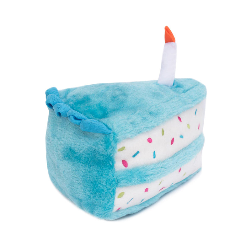 Zippy Paws Birthday Cake Plush Squeaker Dog Toy, Blue