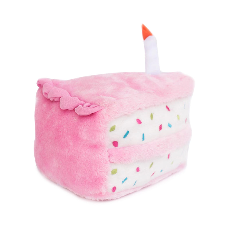 Zippy Paws Birthday Cake Plush Squeaker Dog Toy, Pink