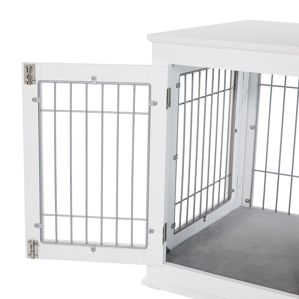 Solid Top Wooden Dog Crate, White