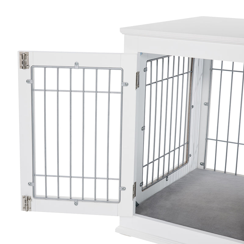 Solid Top Wooden Dog Crate, White