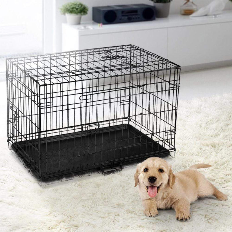 DSZ Containment Foldable Dog Crate, Black Steel Pet Cage