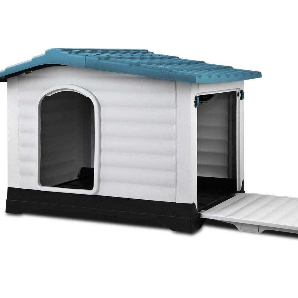 DSZ Dog House Outdoor Dog House, Waterproof Plastic Kennel Large, Blue