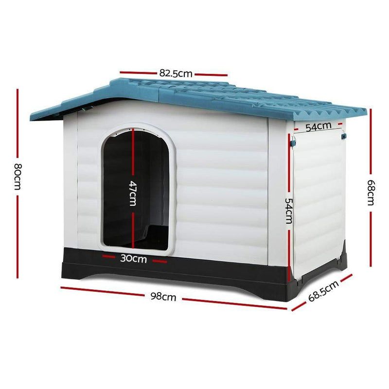 DSZ Dog House Outdoor Dog House, Waterproof Plastic Kennel Large, Blue