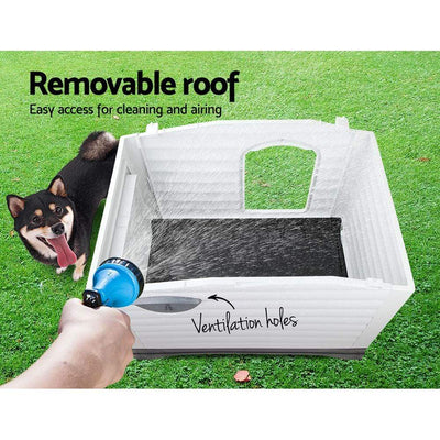 DSZ Dog House Outdoor Dog House, Waterproof Plastic Kennel Large, Grey