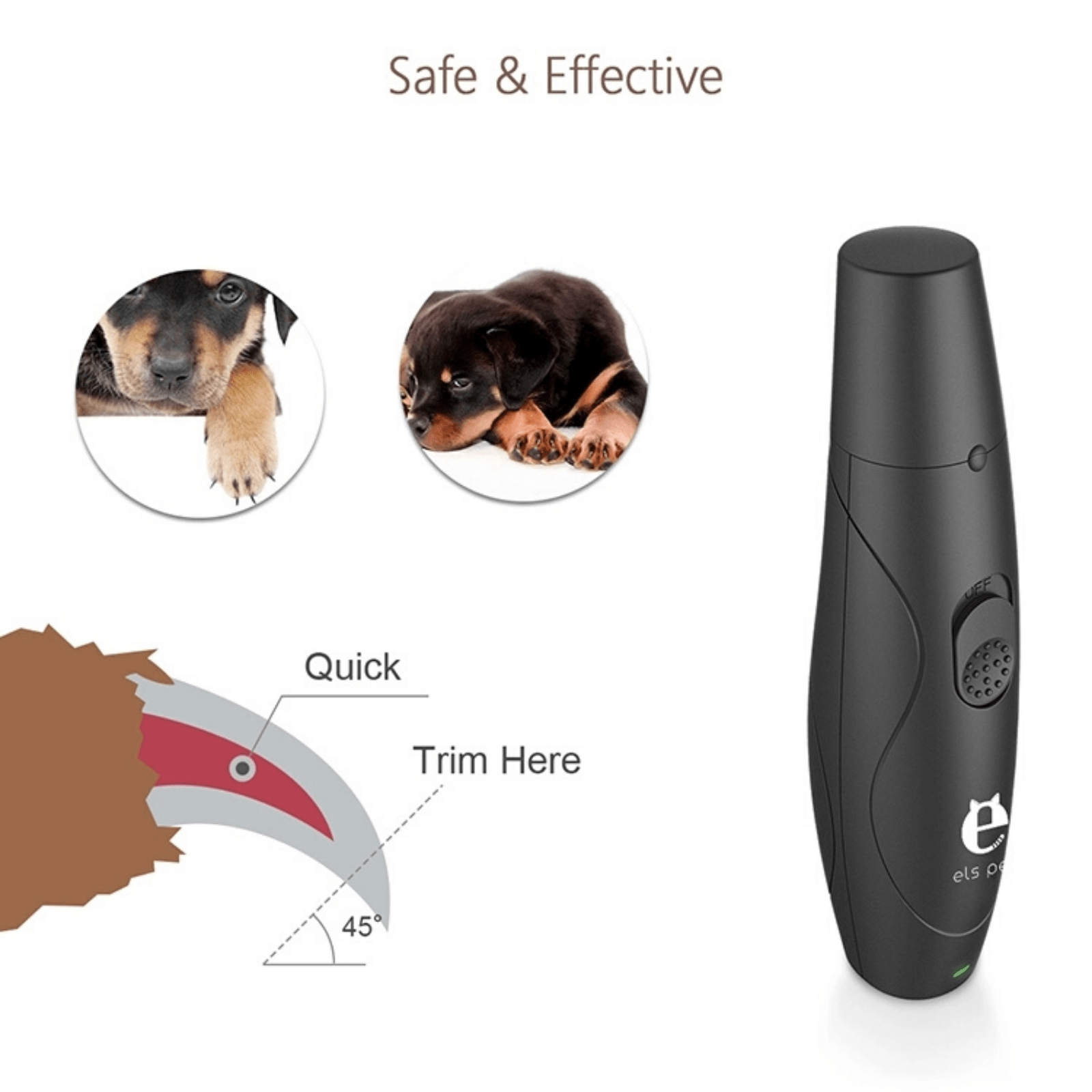 Elspet Pet Grooming Elspet Pet Nail Grinder with 3 Trimmer Ports, USB Rechargeable