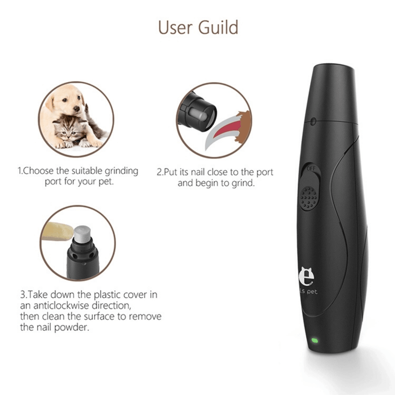 Elspet Pet Grooming Elspet Pet Nail Grinder with 3 Trimmer Ports, USB Rechargeable