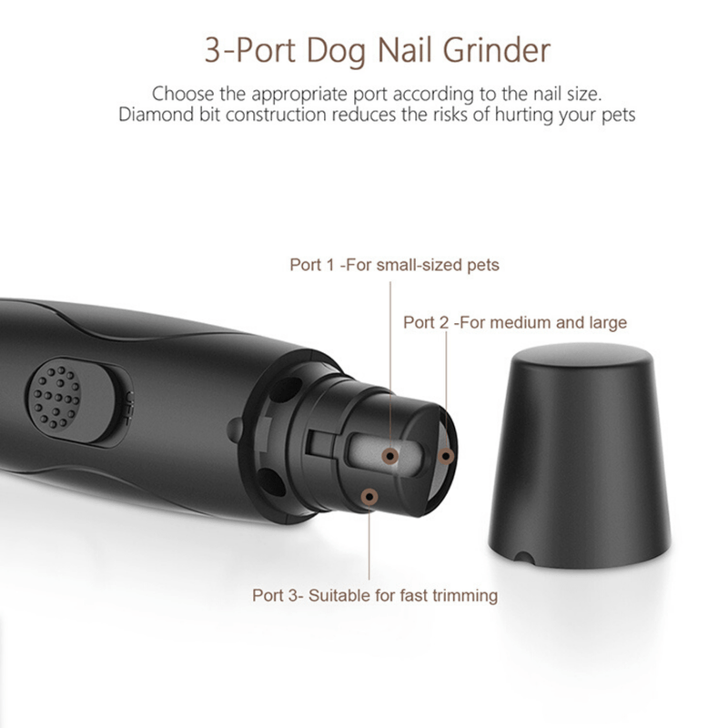 Elspet Pet Grooming Elspet Pet Nail Grinder with 3 Trimmer Ports, USB Rechargeable