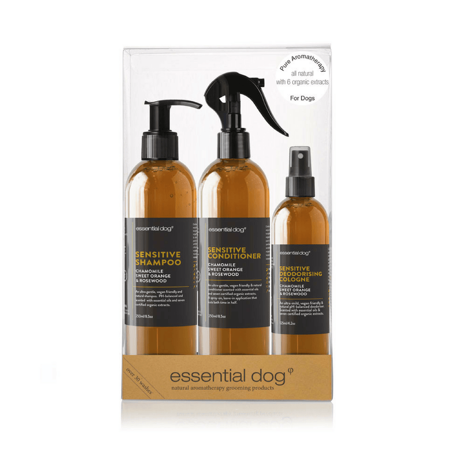 Essential Dog Pet Grooming Sensitive Dog Grooming Gift Pack, Chamomile, Sweet Orange & Rosewood