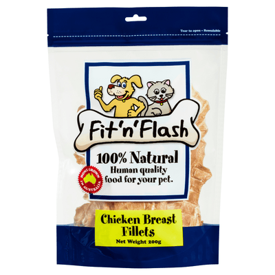 Fit N Flash Pet Treats 200g Fit'n’Flash Natural Dog Treats, Chicken Fillets 50-200g