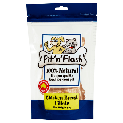 Fit N Flash Pet Treats 50g Fit'n’Flash Natural Dog Treats, Chicken Fillets 50-200g