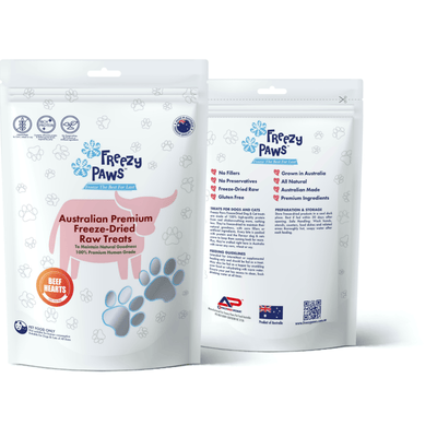 Freezy Paws Pet Treats Premium Human Grade Freeze-Dried Raw Pet Treats, Beef Hearts 100g