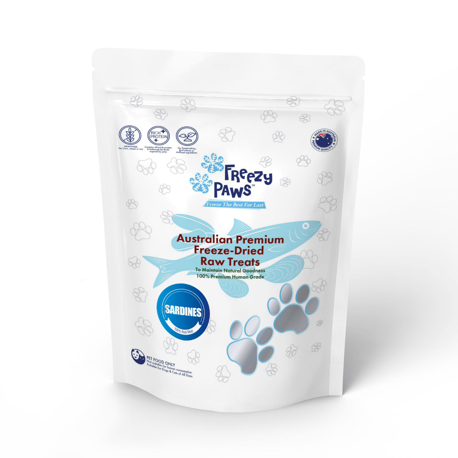 Freezy Paws Pet Treats Premium Human Grade Freeze-Dried Raw Pet Treats, Sardines 80g