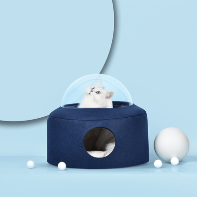 Furrytail Cat Bed Michu Space Capsule Designer Cat Bed, Navy Blue