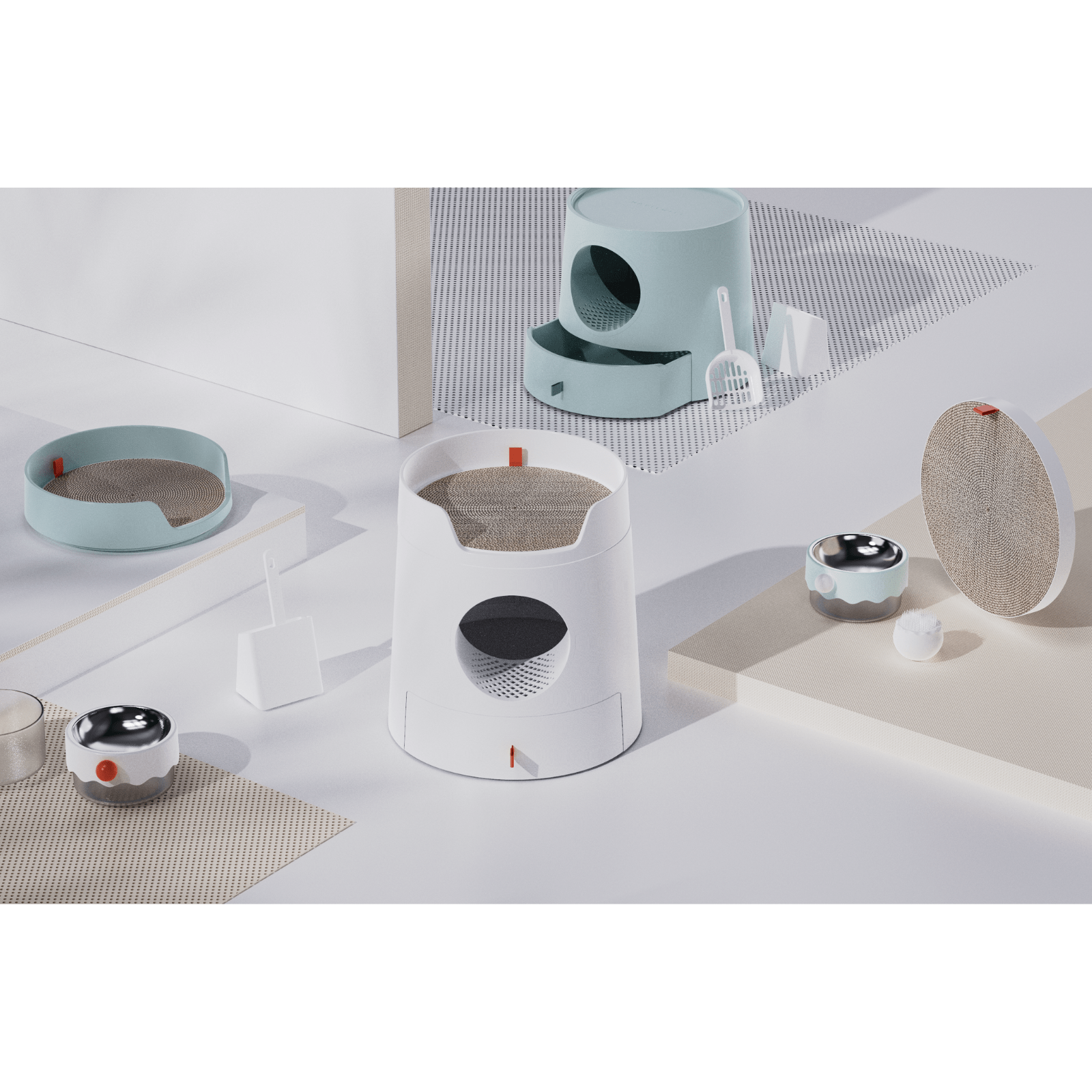 Furrytail Litter Box Mayitwill Cat Castle Semi Closed Litter Box with Scoop, Green