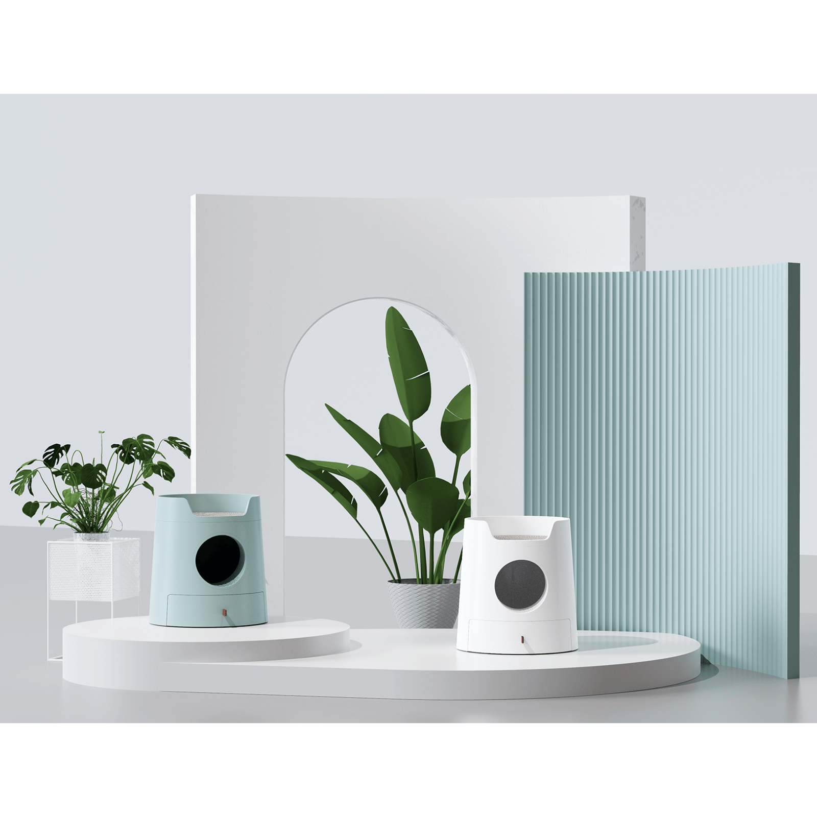 Furrytail Litter Box Mayitwill Cat Castle Semi Closed Litter Box with Scoop, Green