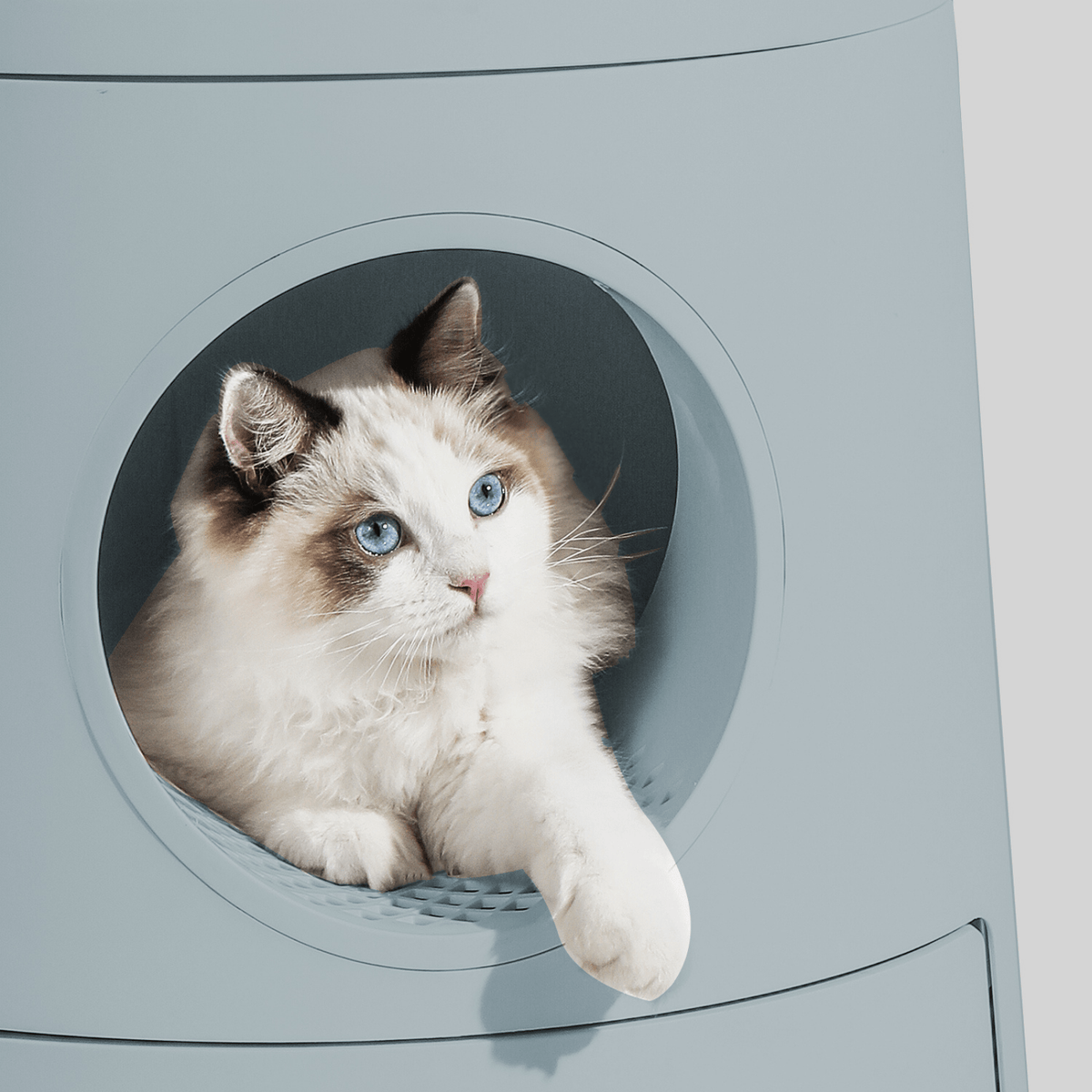 Mayitwill Cat Castle Semi Closed Litter Box with Scoop, Green Modern Pets