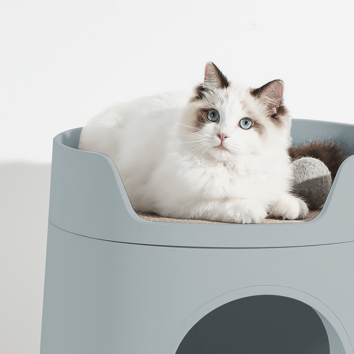 Mayitwill Cat Castle Semi Closed Litter Box with Scoop, Green Modern Pets