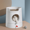 Furrytail Litter Box Mayitwill Cat Castle Semi Closed Litter Box with Scoop, White