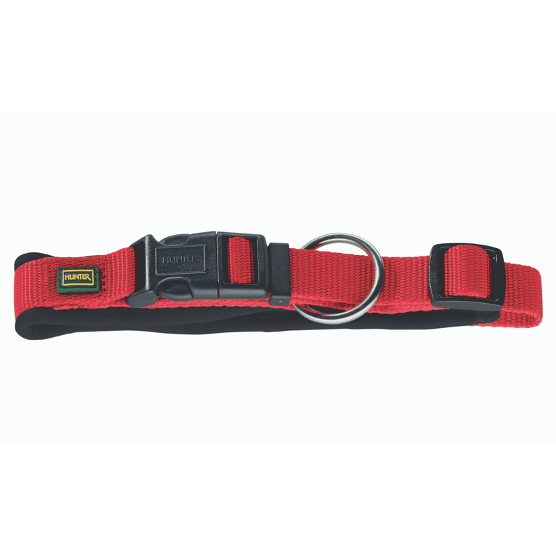 Hunter International Dog Collar 30 (28-30cm) / Red Hunter Neoprene Vario Plus Dog Collar Clasp Buckle