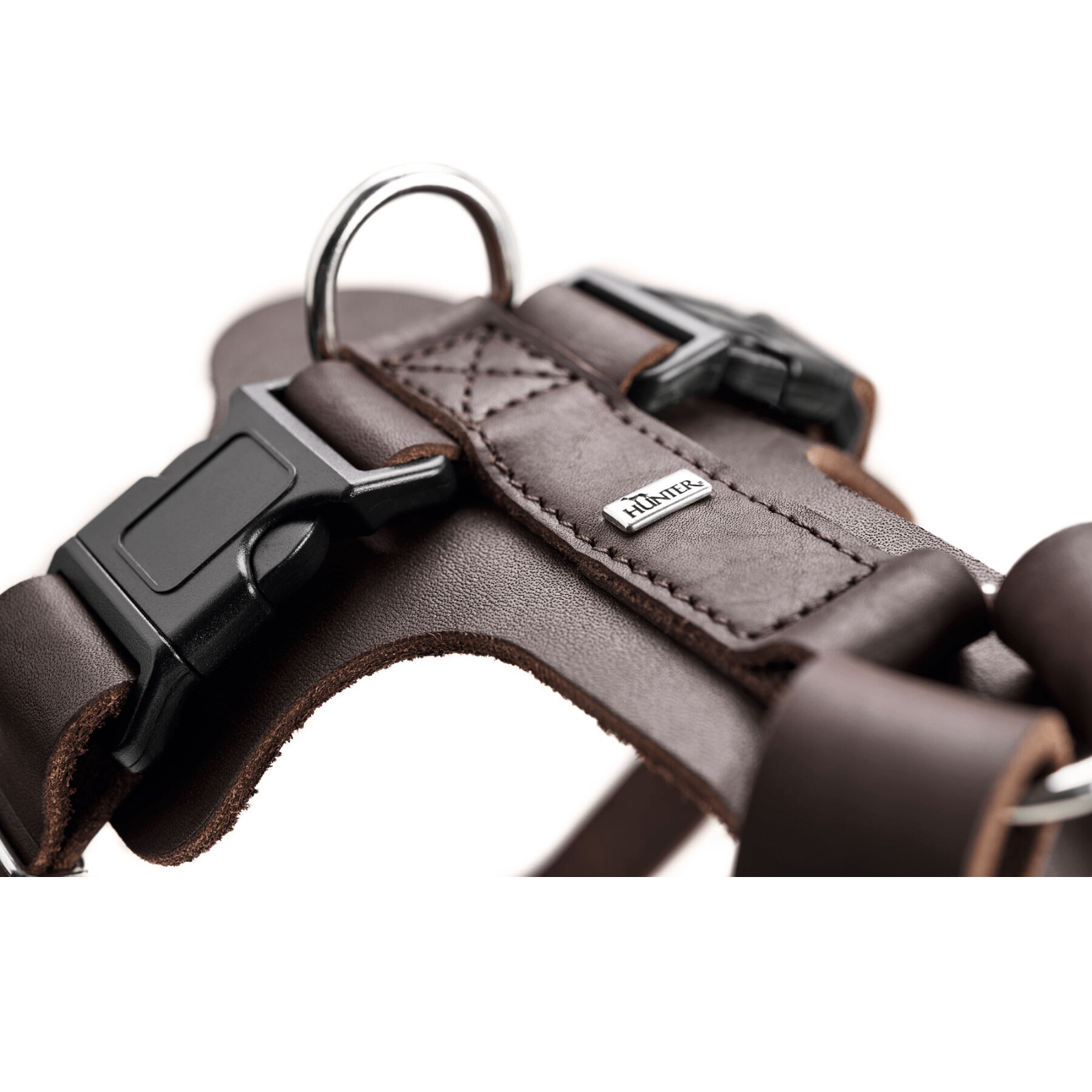 Hunter International Dog Collar Hunter Aalborg Soft Genuine Leather Dog Harness, Dark Brown