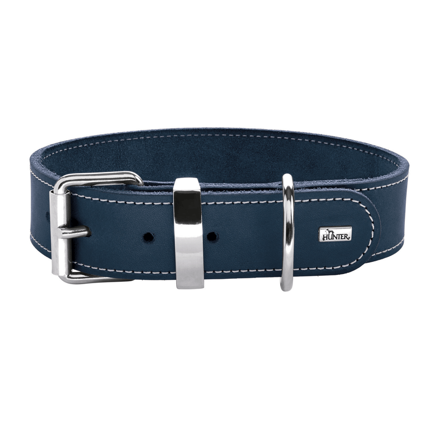 Hunter International Dog Collar Hunter Aalborg Special Leather Dog Collar, Dark Blue