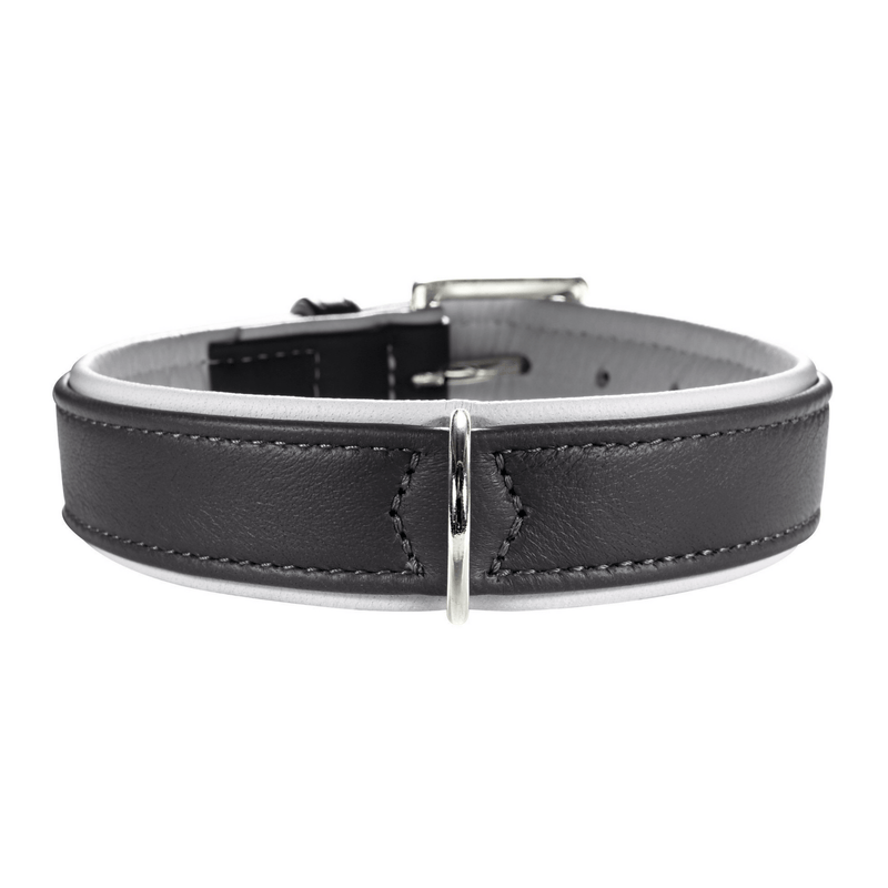 Hunter International Dog Collar Hunter Canadian Elk Leather Dog Collar, Grey