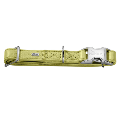Hunter International Dog Collar Linden Green / S (30-45cm) Hunter Capri Pearl Alu-Strong Leather Dog Collar Clasp Buckle