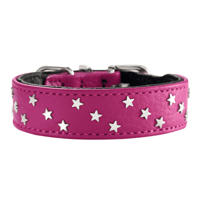 Hunter International Dog Collar Raspberry/Black / 32 (24-28.5cm) Hunter Capri Mini Stars Leather Dog Collar, Small to Medium Breeds