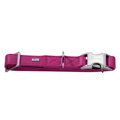 Hunter International Dog Collar Raspberry / S (30-45cm) Hunter Capri Pearl Alu-Strong Leather Dog Collar Clasp Buckle