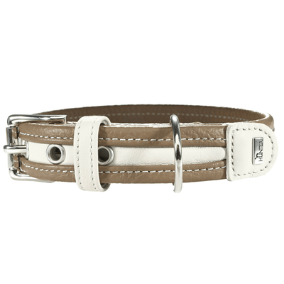 Hunter International Dog Collar Stone/White / 40 (25-32cm) Hunter Collar Madeira Leather Dog Collar, Medium to Large Breeds
