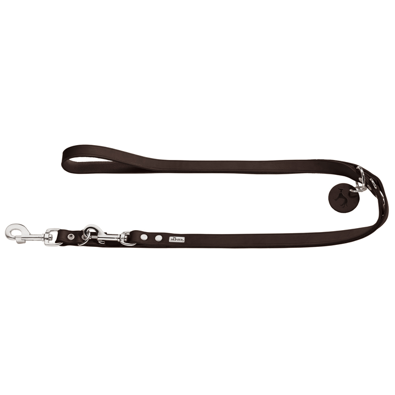 Hunter International Dog Leash Dark Brown / 13/200 Hunter Aalborg Leather Dog Training Lead, 3-Way Adjustable
