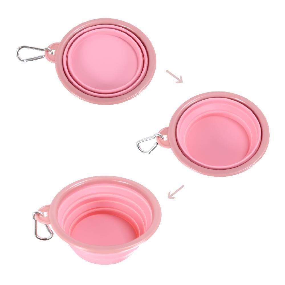 Ibiyaya Pet Bowl Ibiyaya Quick Bite Collapsible Dog Bowl, Pink