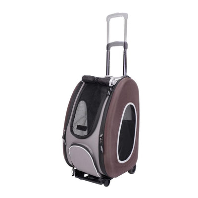 Ibiyaya Pet Carrier Ibiyaya EVA 4-in-1 Combo Pet Carrier on Wheels, Chocolate