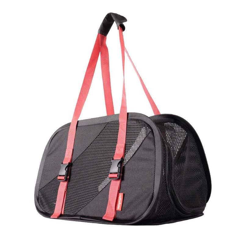 Ibiyaya Flying Pal Foldable Pet Travel Carrier Bag, Black/ Red Modern