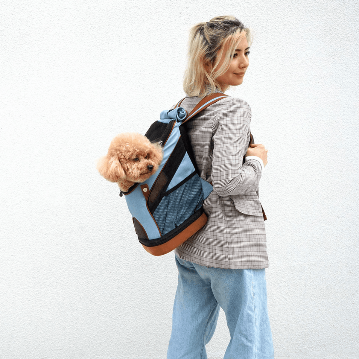 Ibiyaya Lightweight Pet Backpack Carrier, Denim Modern Pets