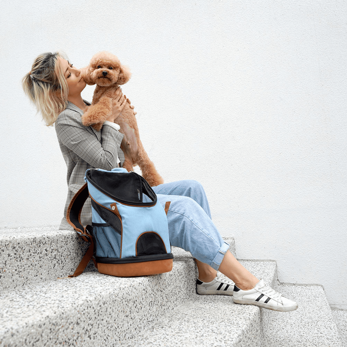 Ibiyaya Lightweight Pet Backpack Carrier, Denim Modern Pets