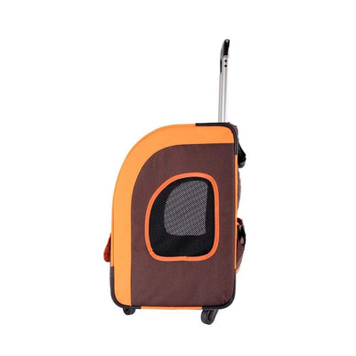Ibiyaya Pet Carrier Ibiyaya Liso Backpack Trolley Pet Carrier on Wheels, Brown Orange