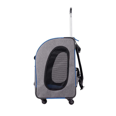 Ibiyaya Pet Carrier Ibiyaya Liso Backpack Trolley Pet Carrier on Wheels, Slate Sapphire