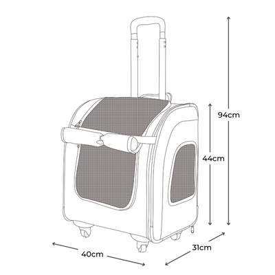 Ibiyaya Pet Carrier Ibiyaya Liso Backpack Trolley Pet Carrier on Wheels, Slate Sapphire