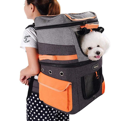 Ibiyaya Pet Carrier Ibiyaya Two-Tier Pet Backpack, Hands-Free Carrier Bag 12kg