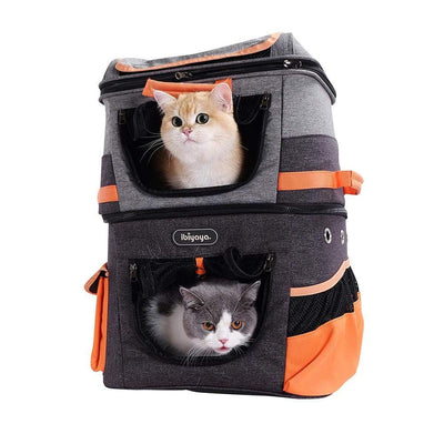 Ibiyaya Pet Carrier Ibiyaya Two-Tier Pet Backpack, Hands-Free Carrier Bag 12kg