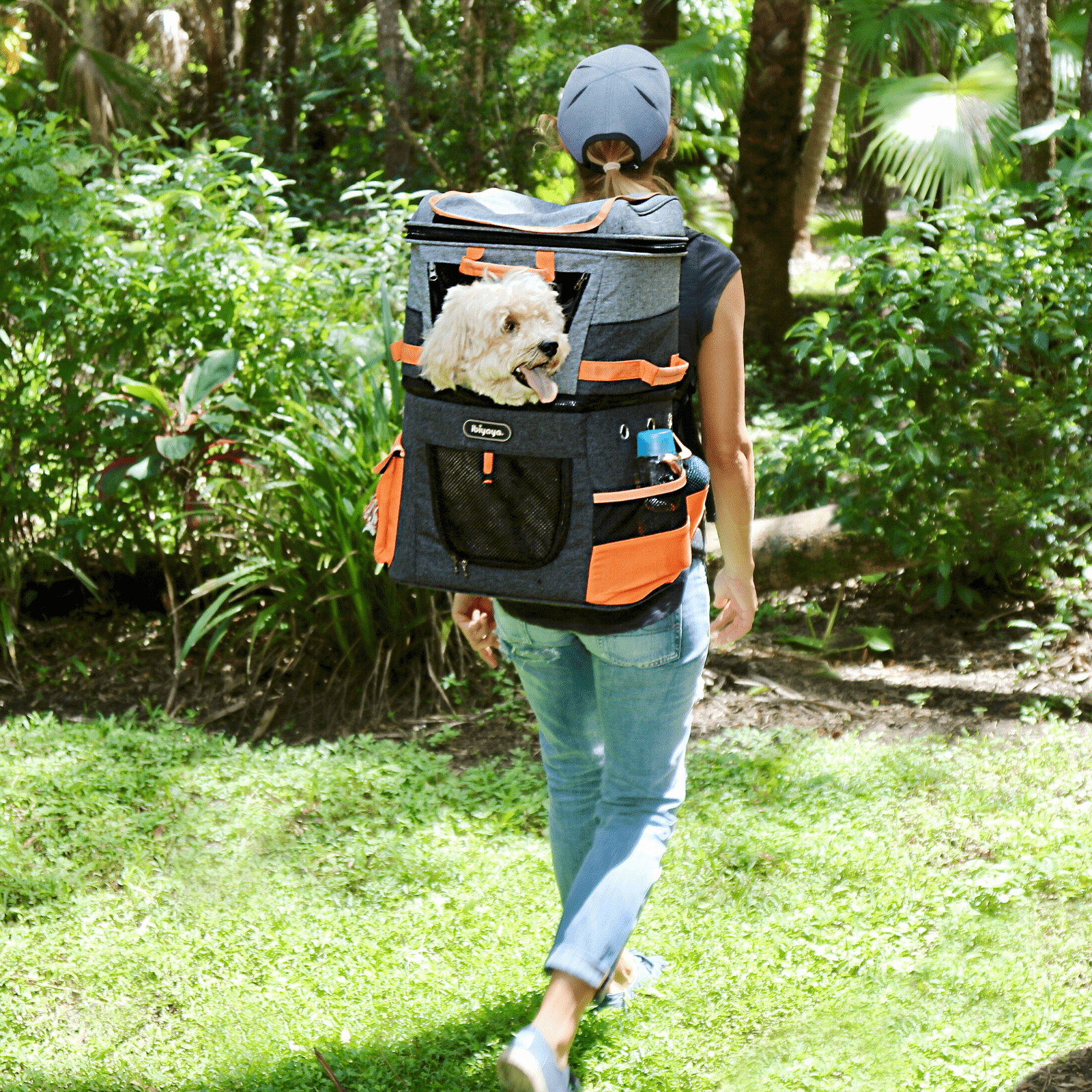 Ibiyaya Pet Carrier Ibiyaya Two-Tier Pet Backpack, Hands-Free Carrier Bag 12kg
