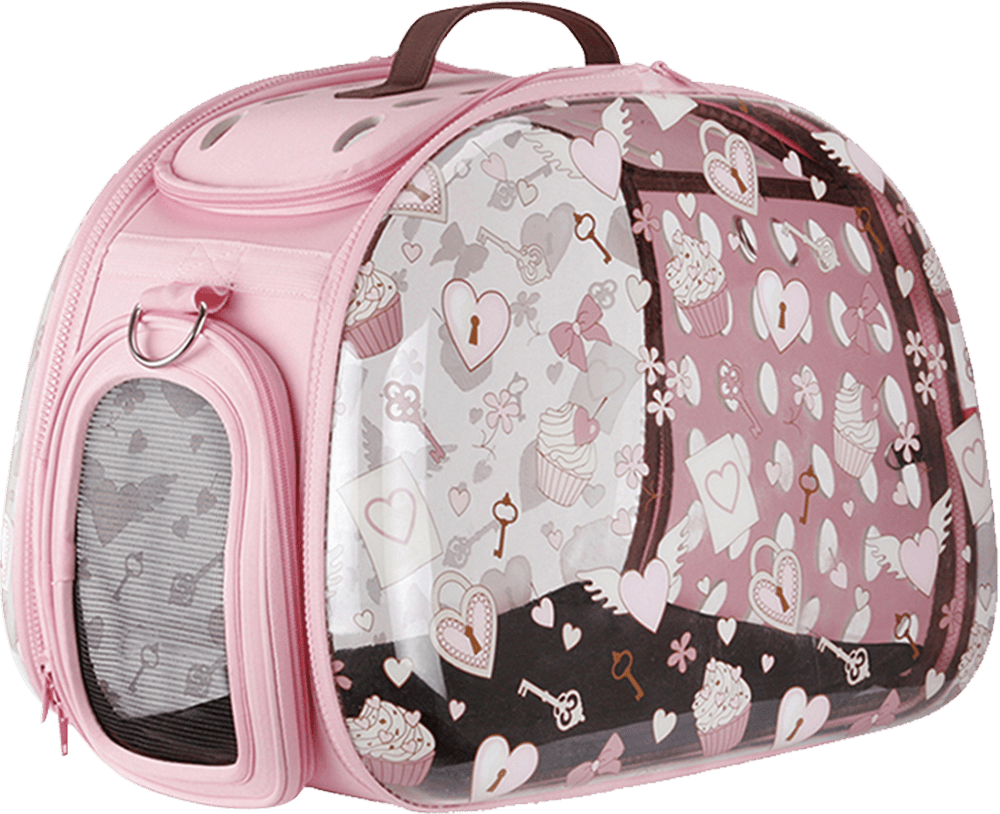 Ibiyaya Valentine Transparent Hard Case Carrier Foldable Pet Bag