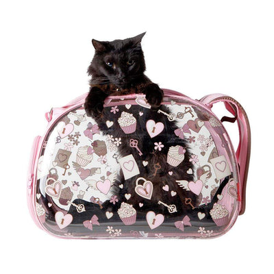 Ibiyaya Pet Carrier Ibiyaya Valentine Transparent Hard Case Carrier, Foldable Pet Bag