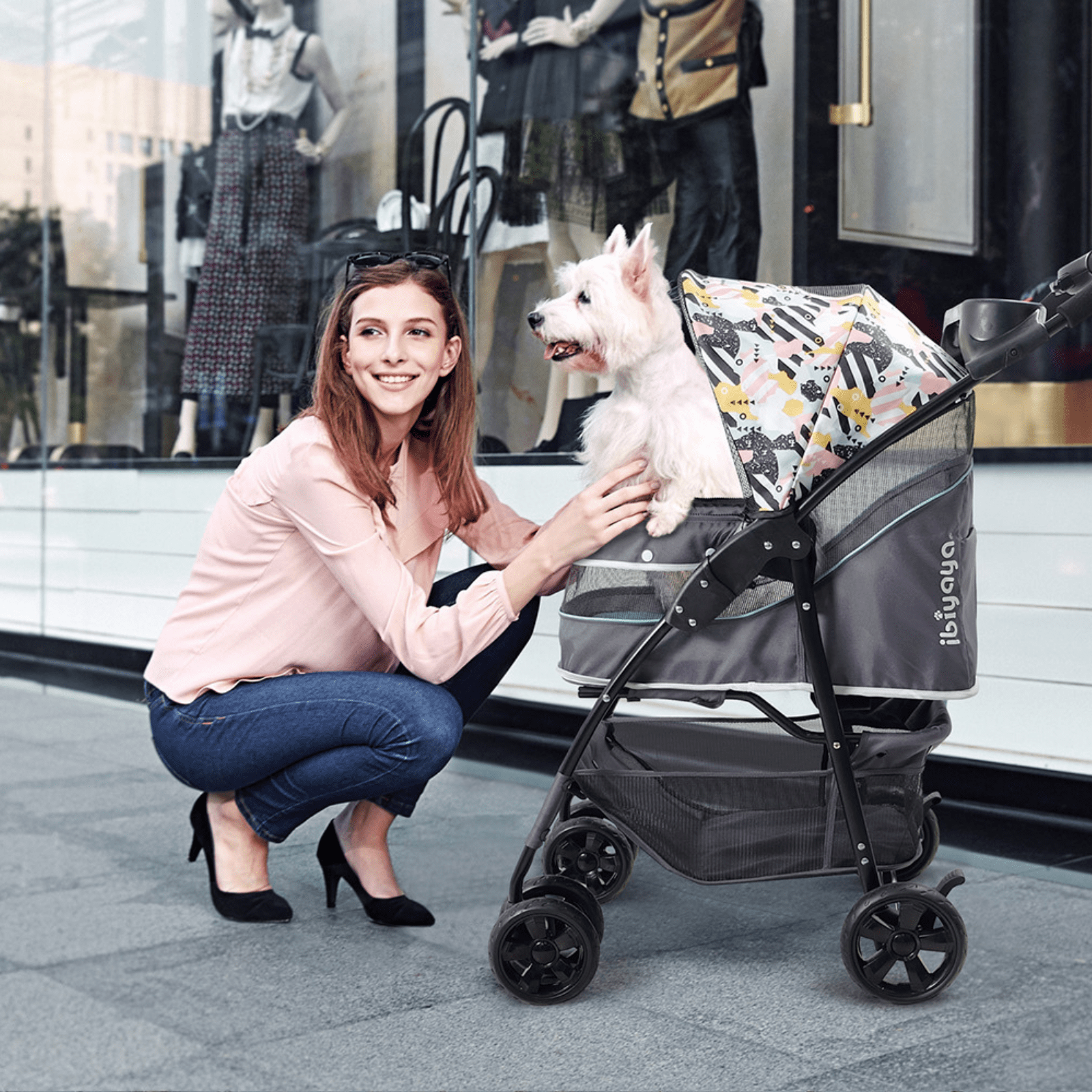 Ibiyaya Pet Pram Ibiyaya Cloud 9 Pet Stroller for Dogs & Cats up to 20kg, Mint Green