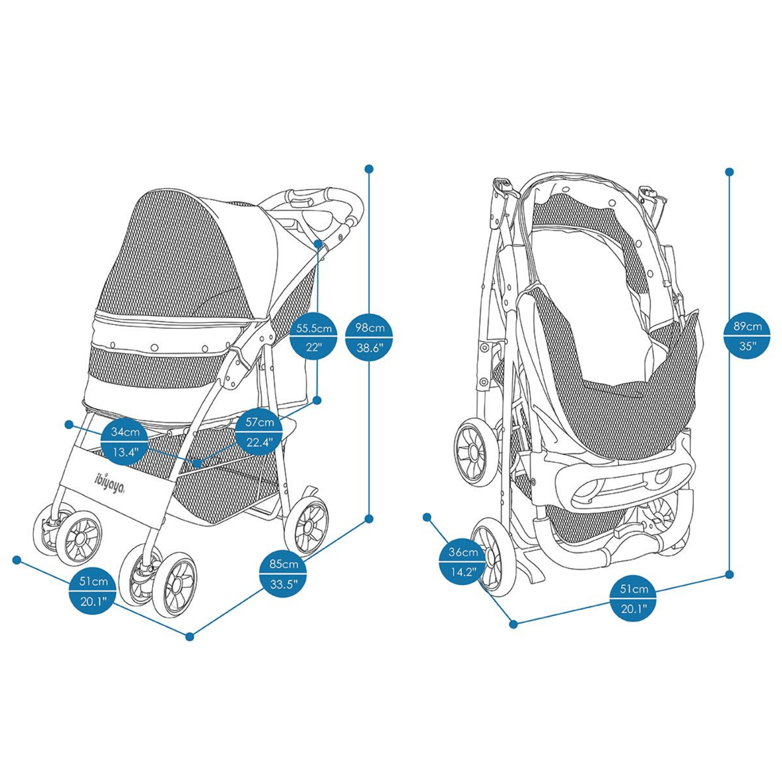Ibiyaya Pet Pram Ibiyaya Cloud 9 Pet Stroller for Dogs & Cats up to 20kg, Mustard Yellow