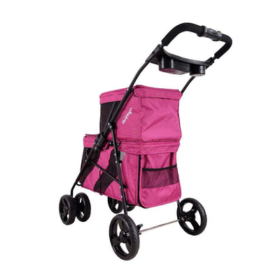 Ibiyaya Pet Pram Ibiyaya Double Decker Dog Cat Bus Pet Pram, Red Violet