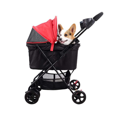 Ibiyaya Pet Pram Ibiyaya Easy Strolling Pet Buggy Pram, Rouge