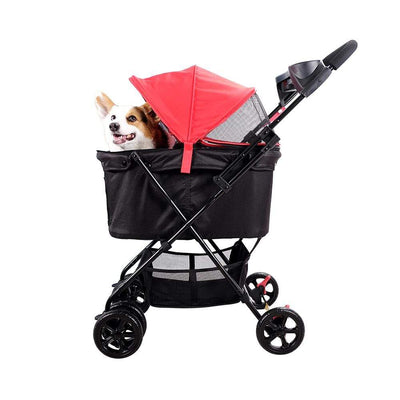 Ibiyaya Pet Pram Ibiyaya Easy Strolling Pet Buggy Pram, Rouge