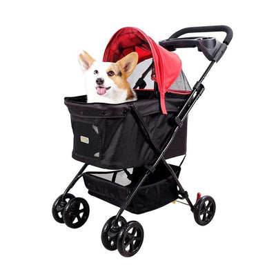 Ibiyaya Pet Pram Ibiyaya Easy Strolling Pet Buggy Pram, Rouge